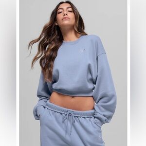 NWOT ALO YOGA Accolade Crop Crewneck - Arctic Frost - Small (4-6)